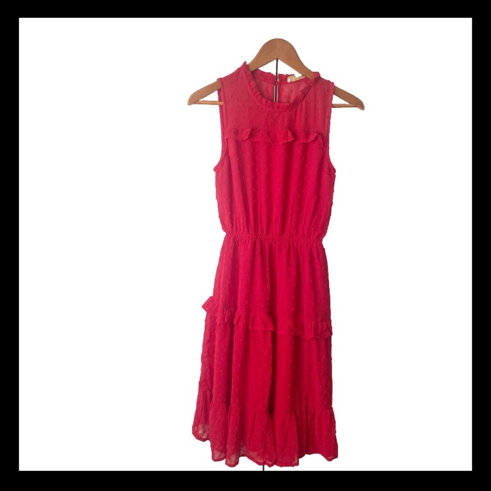 Monteau Red Swiss Dot Ruffle dress size Small NWT